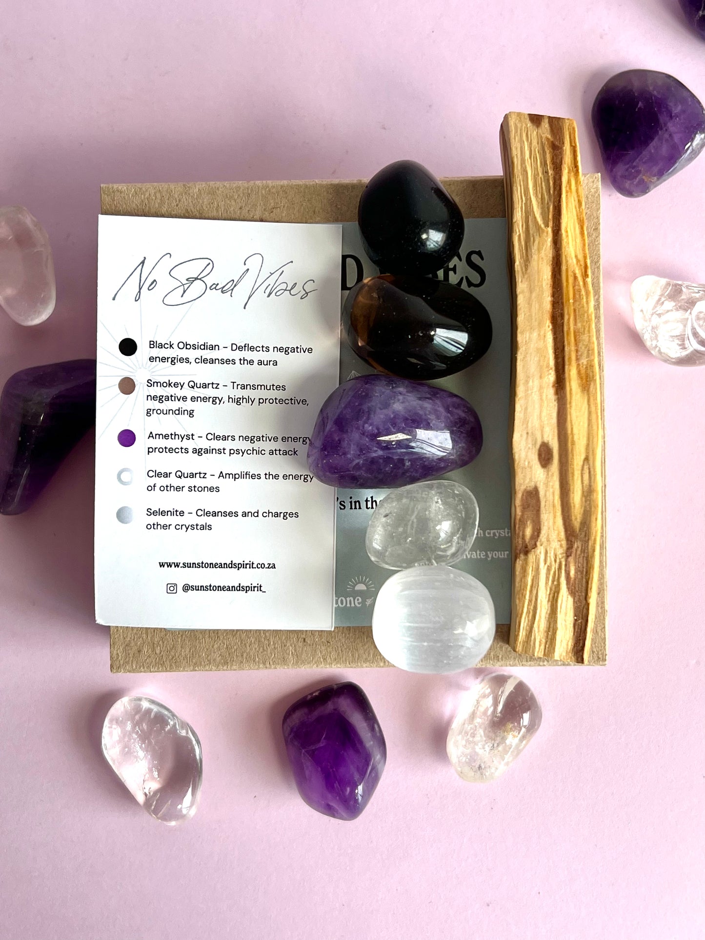 No Bad Vibes crystal intention set