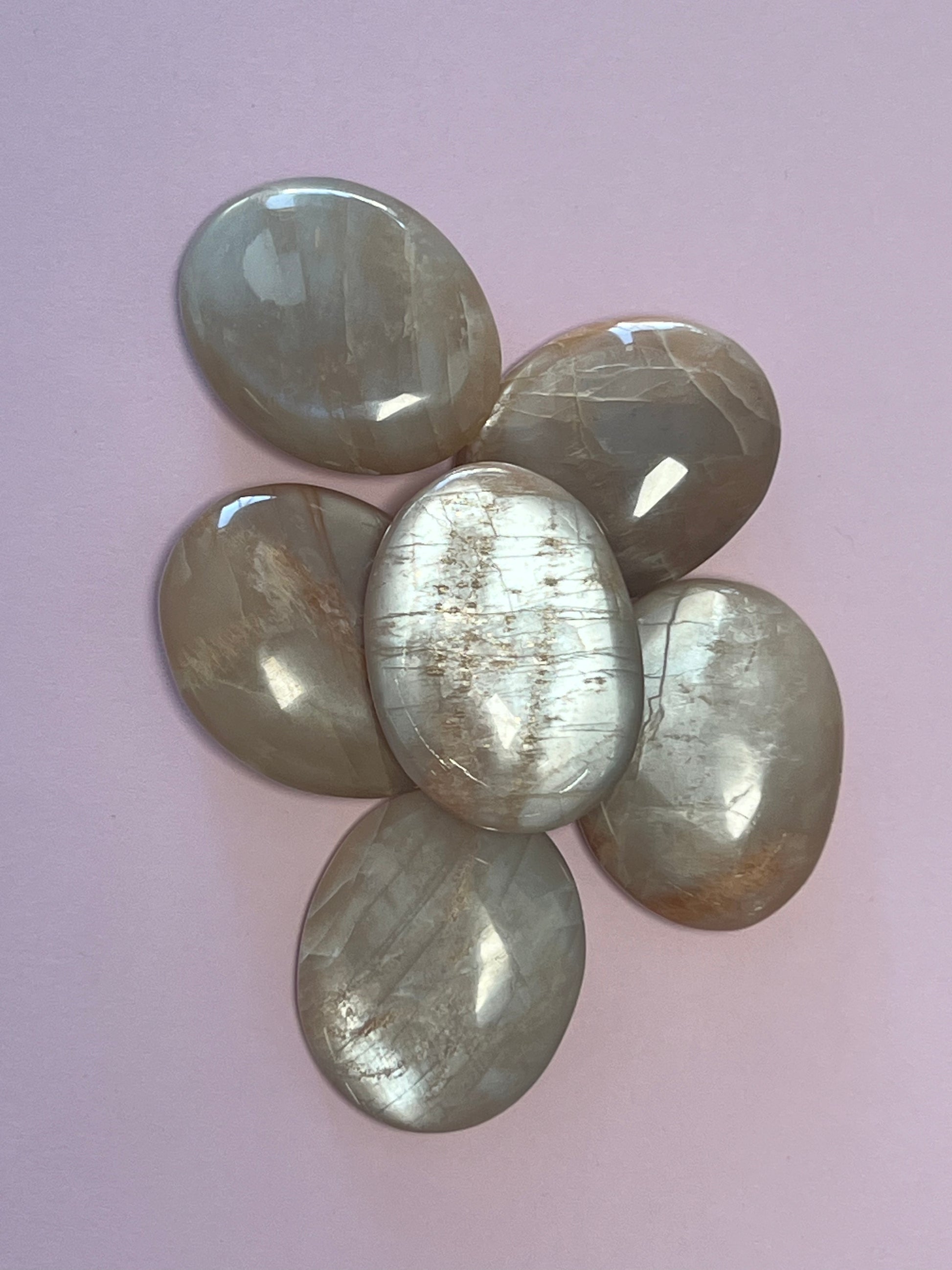 Peach Moonstone palm stones