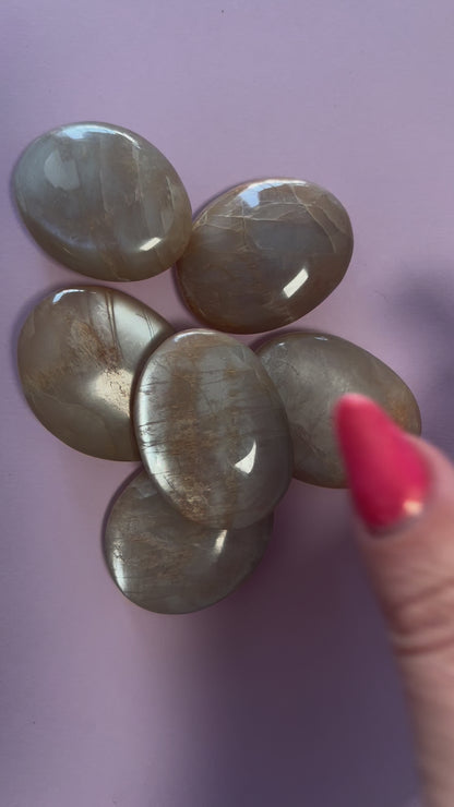 Peach Moonstone palm stones